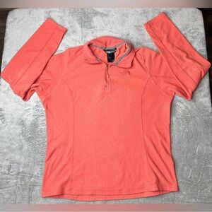 The North Face Sweater Womens Large Orange 1/4 Zip Pullover Long Sleeve